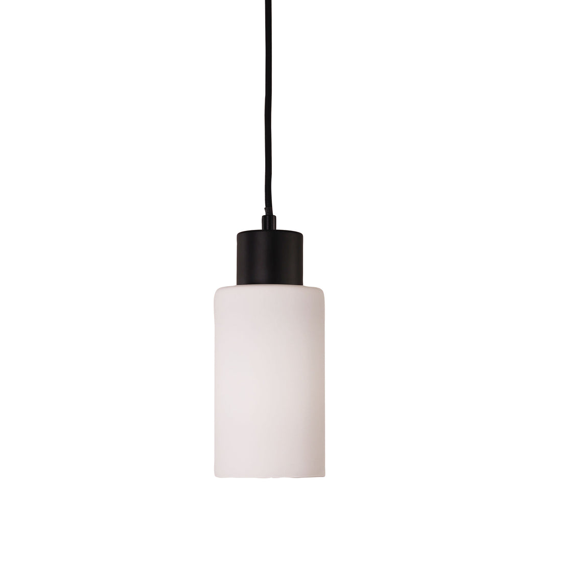 Lisa Cylindrical Pendant Light Black- Opal Glass