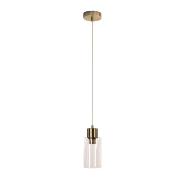 Lisa Cylindrical Pendant Light Satin Brass-Clear Glass