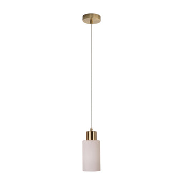 Lisa Cylindrical Pendant Light Satin Brass-Opal Glass