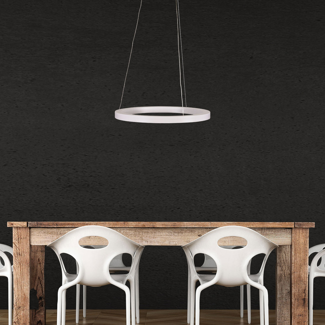 Nebula Modern Tricolour LED Halo Pendant Light White 40cm