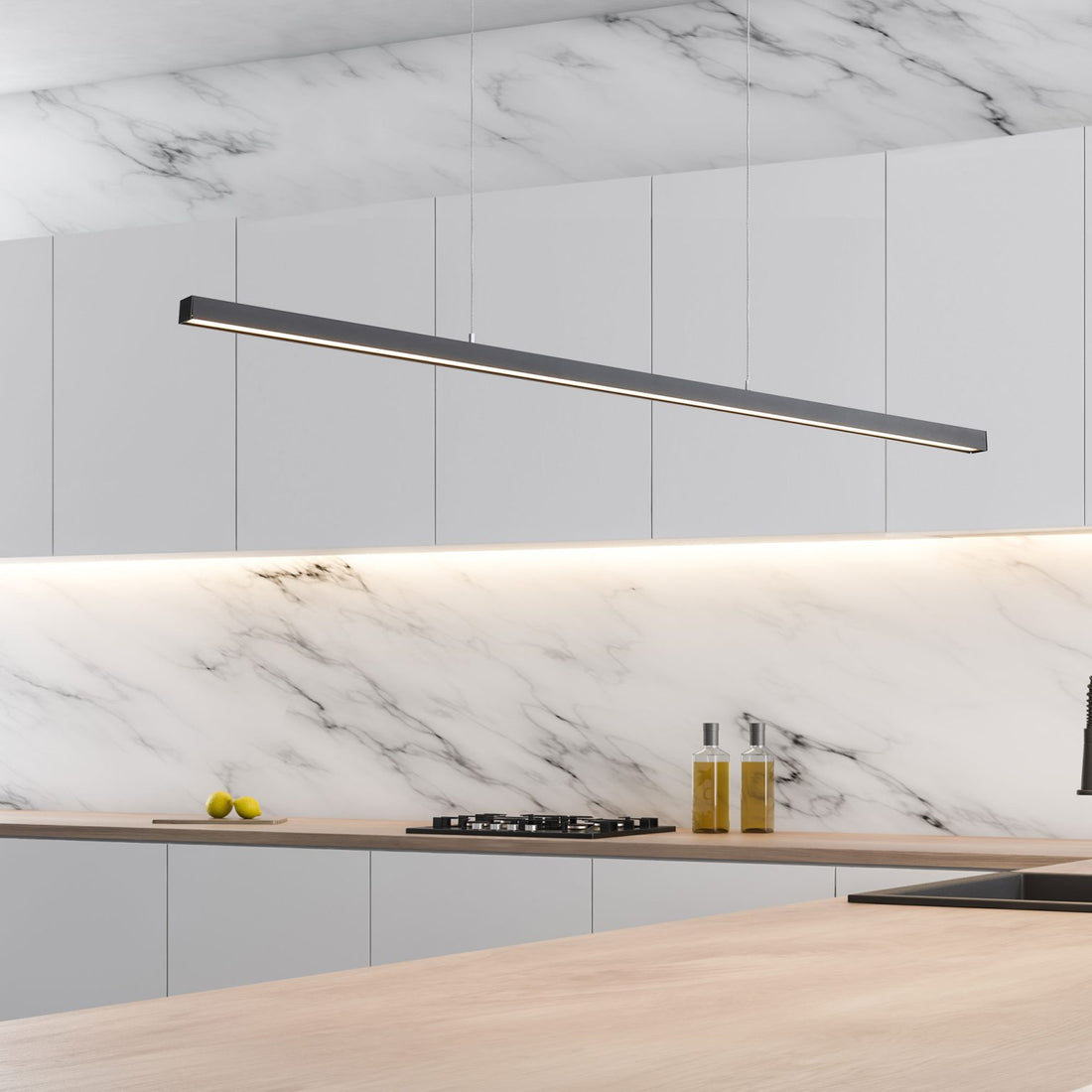 Shard Slimline TriColour LED Linear Pendant Light Black 120cm