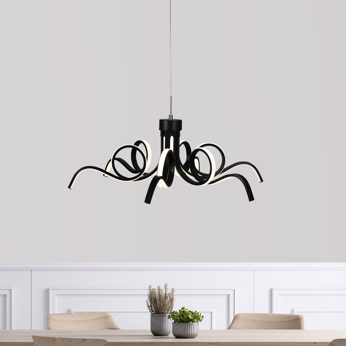 Noodle Tricolour LED Pendant Light Black 70cm