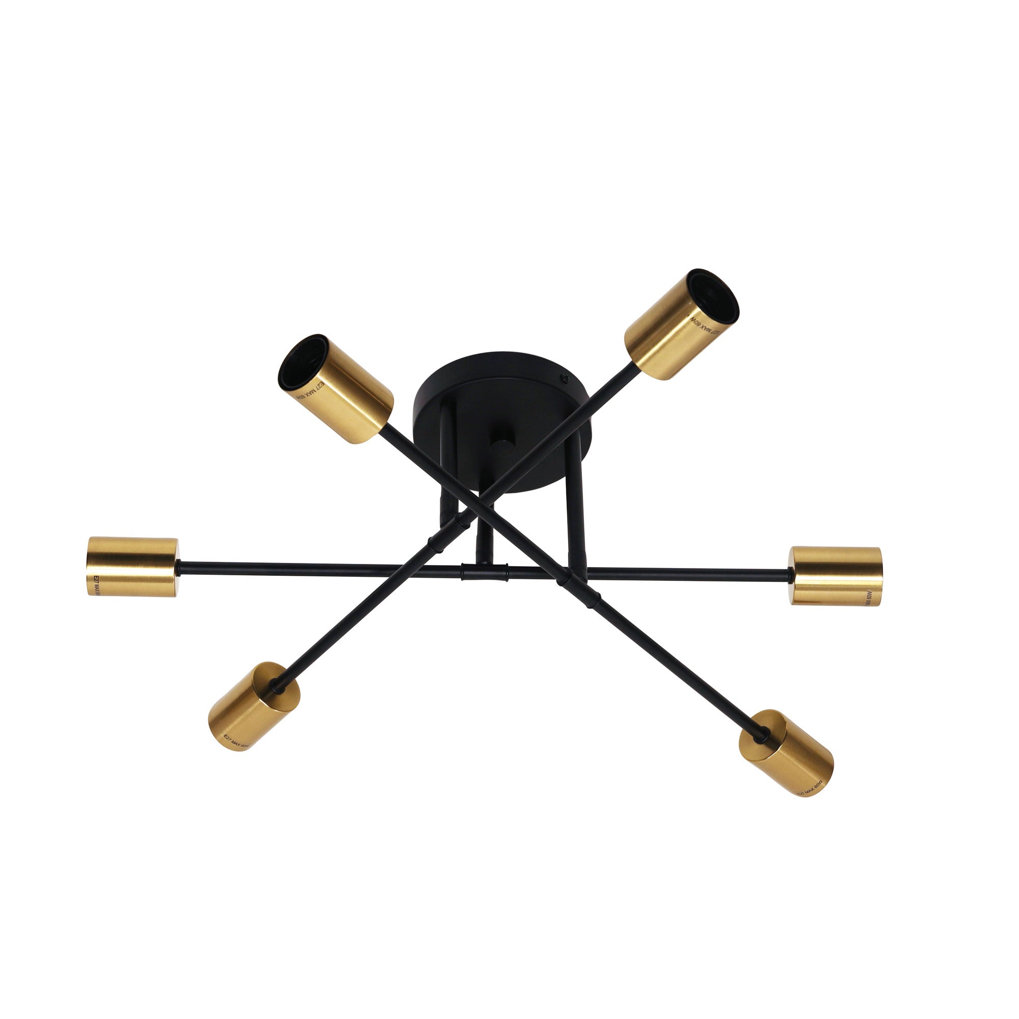 Muna 6 Light Satin Brass Ceiling Light Black