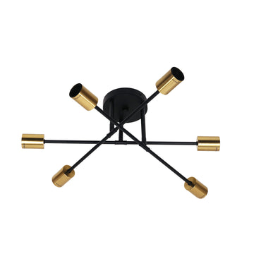 Muna 6 Light Satin Brass Ceiling Light Black