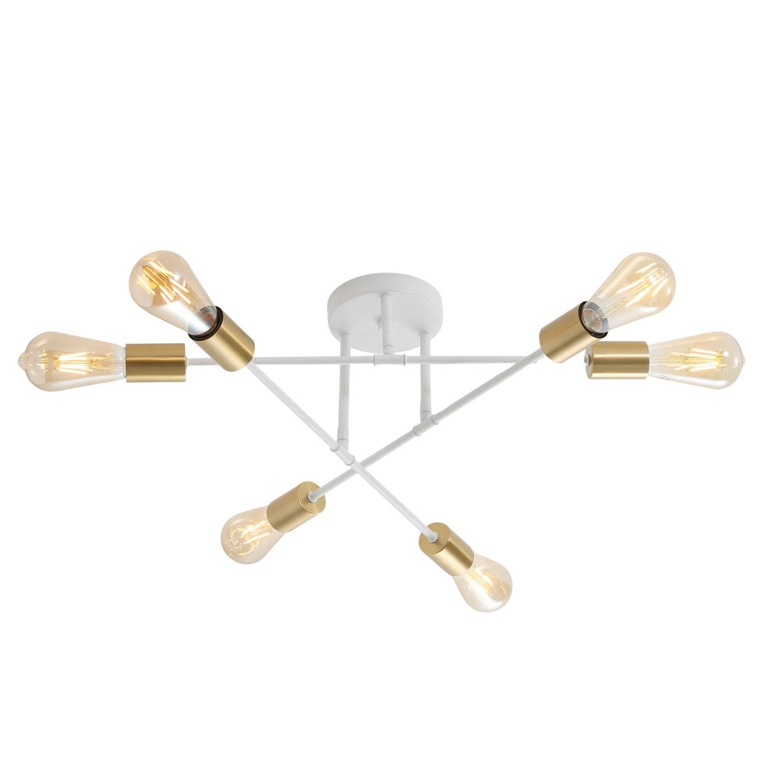 Muna 6 Light Satin Brass Ceiling Light White