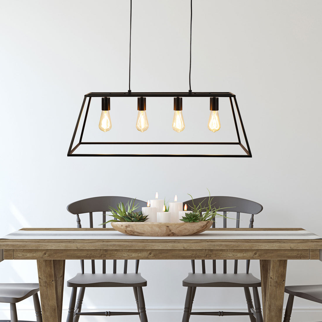 Wainscott Hamptons Style Classic Pendant Light Black 4lt