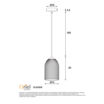 Arley Ribbed Glass Pendant Light Satin Brass