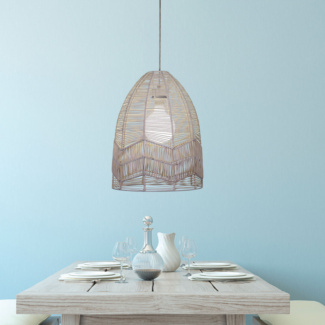 Serang Cane Pendant Light Shade Only White 35cm