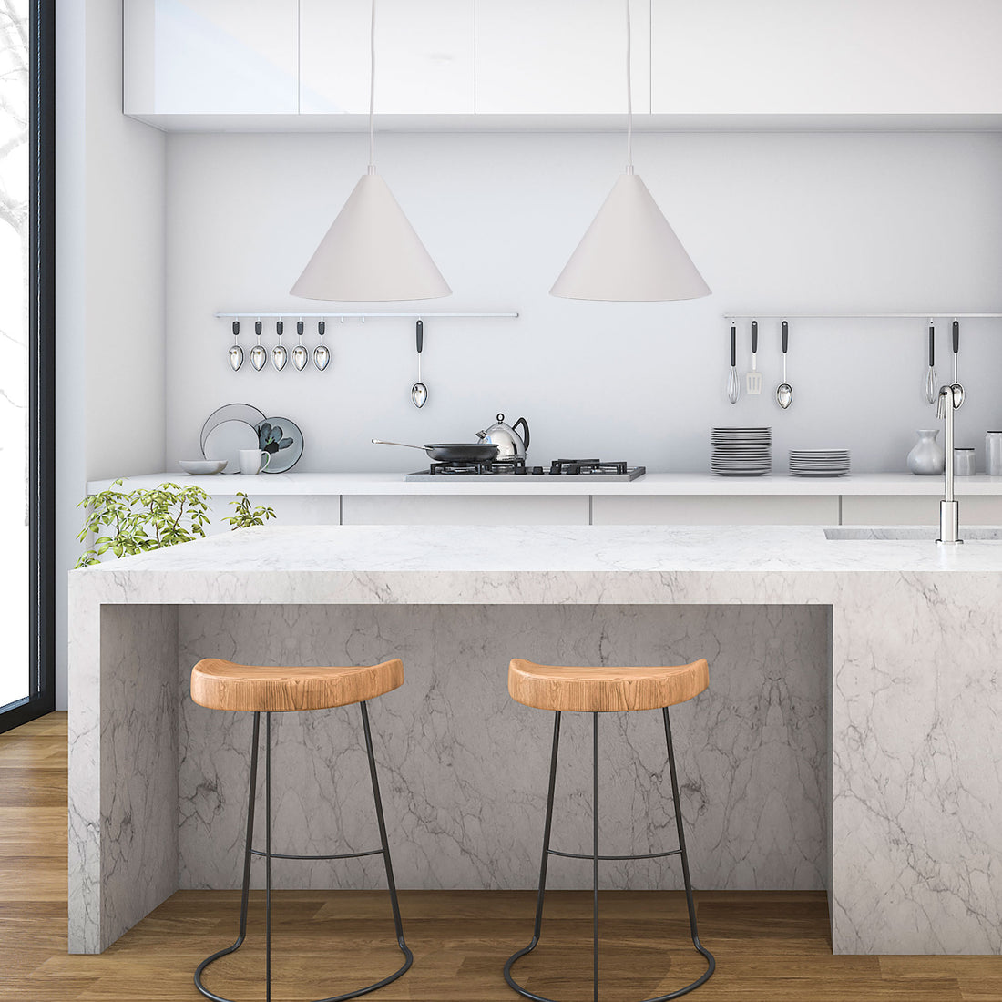 Conic Stylish Conical Pendant Light White 28cm