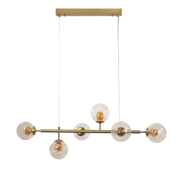 Volli 6 Light Optic Glass Pendant Light Satin Brass