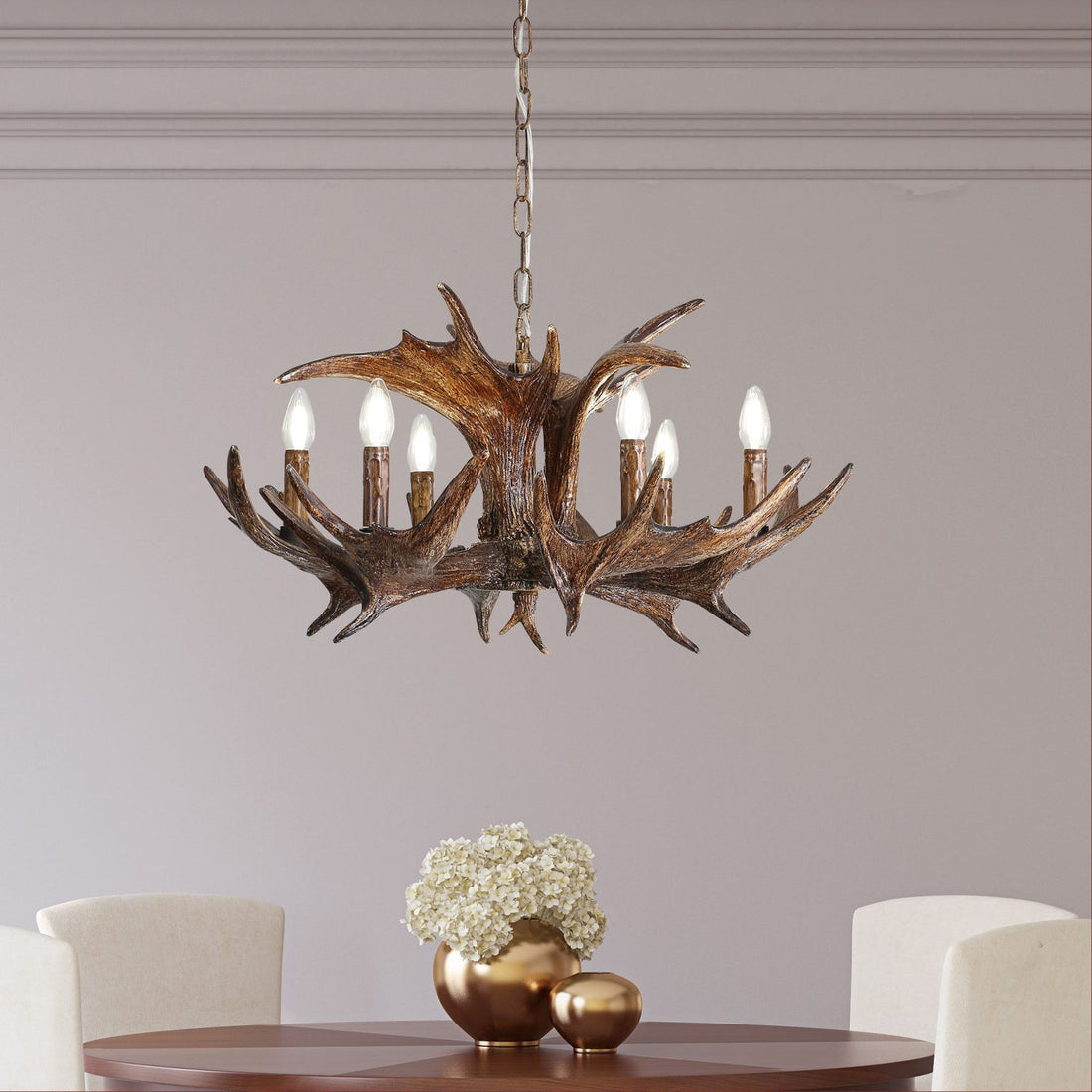 Ramure 6 Lits Deer Antler Designer Pendant Light