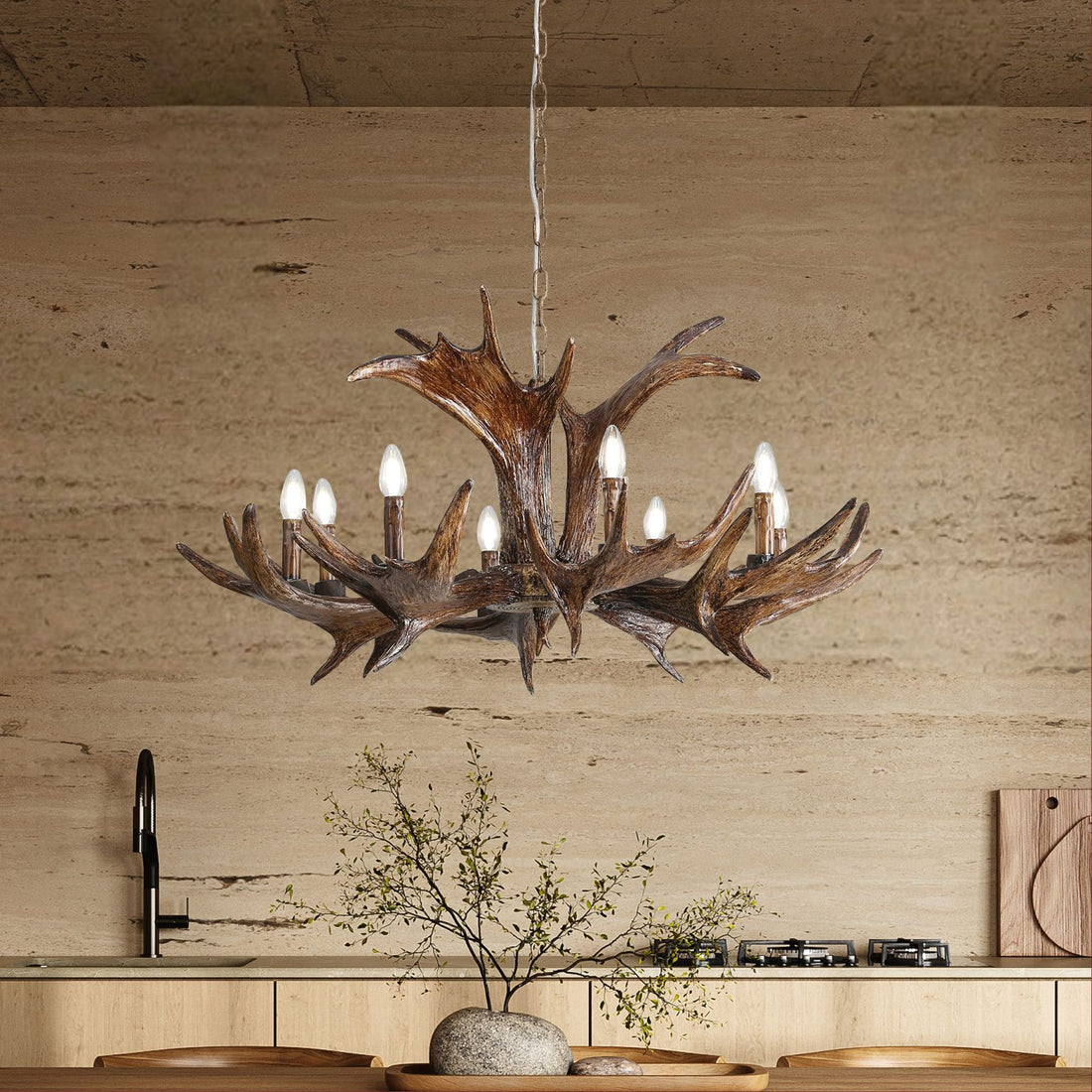 Ramure 8 Lits Deer Antler Designer Pendant Light