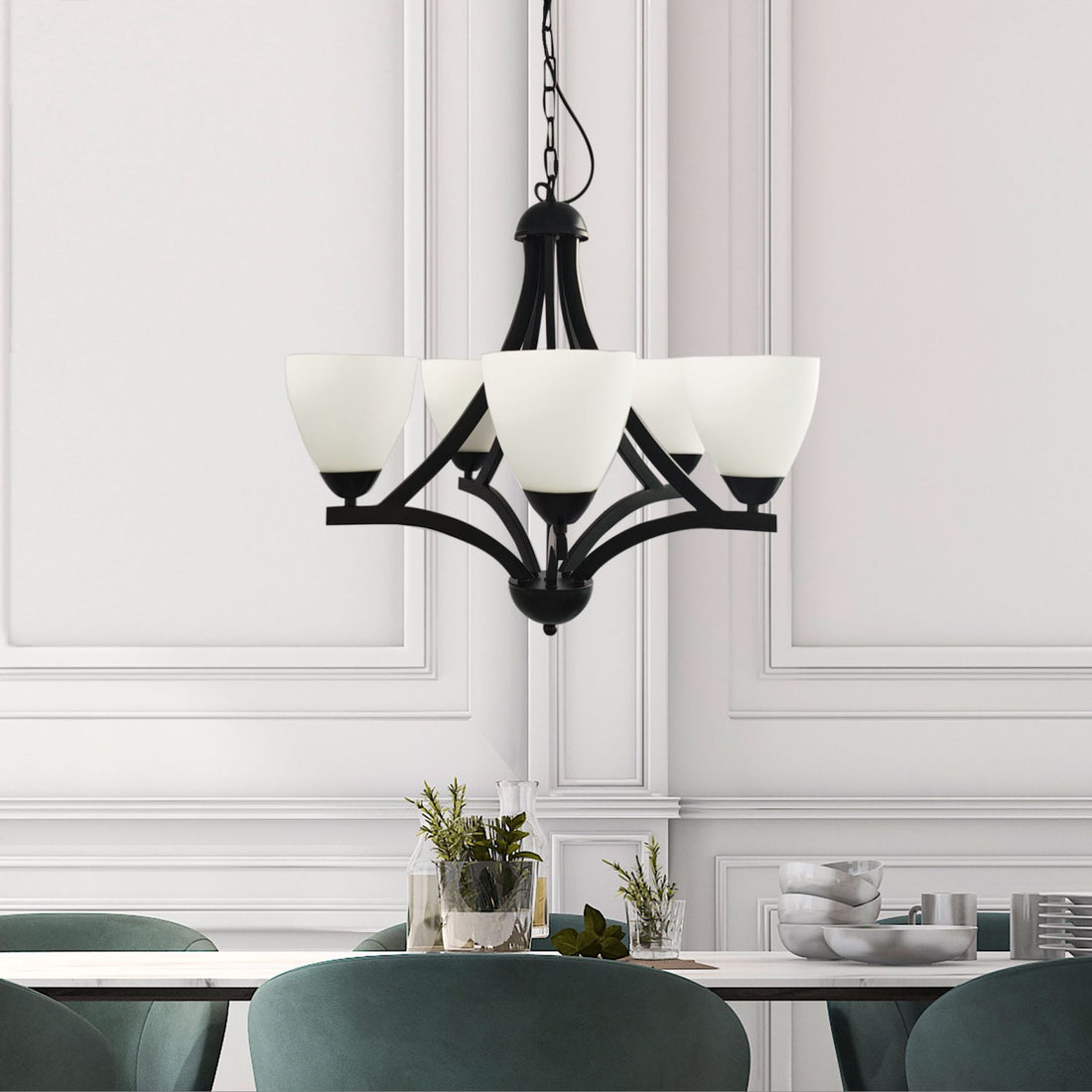Roxby 5 Light Traditional Metal Pendant Light