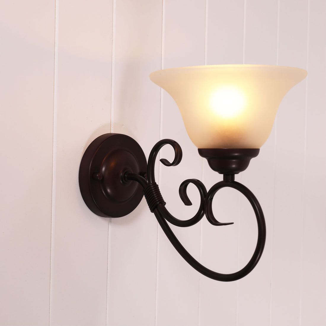 Gaston Ii Traditional Frost Wall Light Bronze