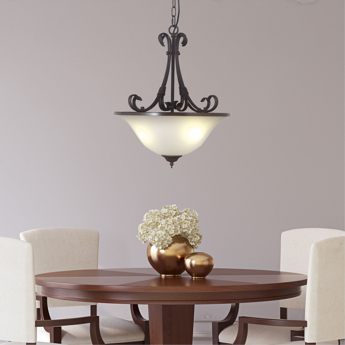 Gaston Ii Single Traditional Frost Pendant Light Bronze 3lt