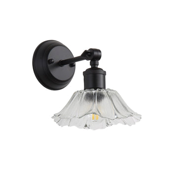 Fleur Vintage Cut Glass Wall Light Clear-Black