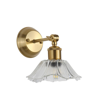 Fleur Vintage Cut Glass Wall Light Clear-Satin Brass