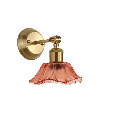 Fleur Vintage Cut Glass Wall Light Pink-Satin Brass