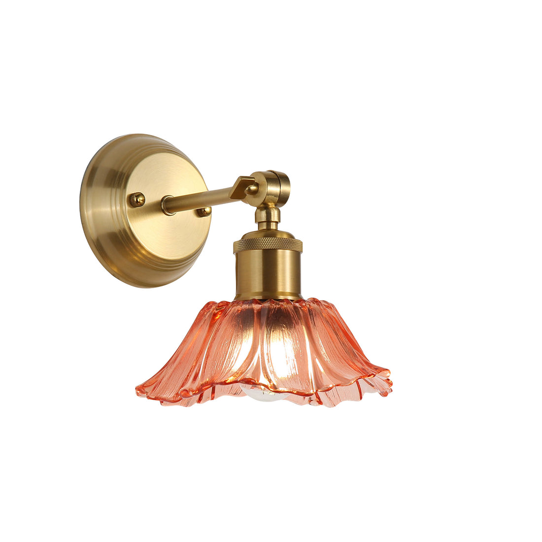 Fleur Vintage Cut Glass Wall Light Pink-Satin Brass