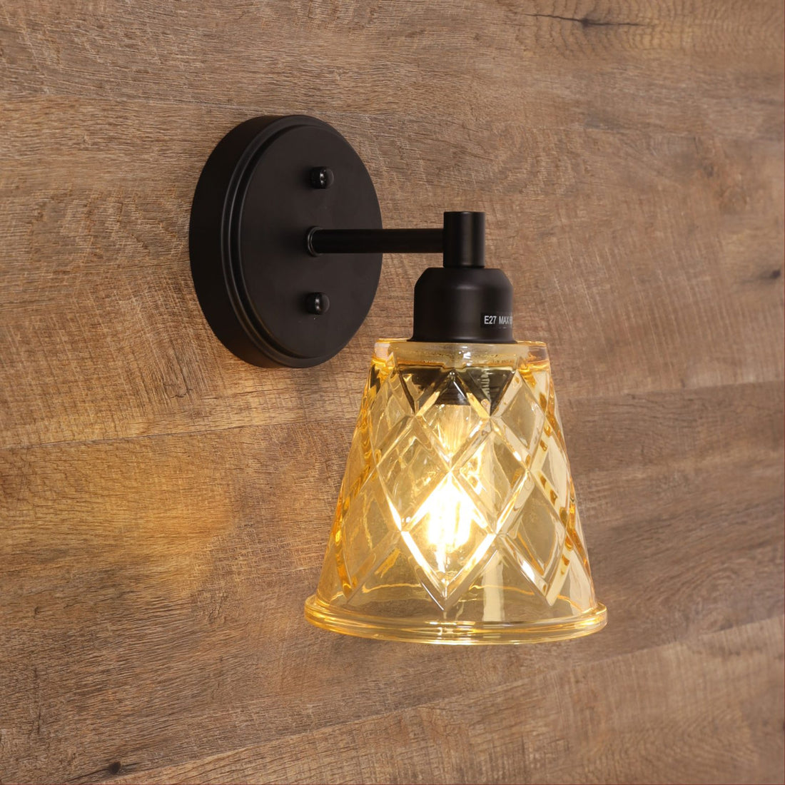 Dram Vintage Cut Glass Wall Light-Amber
