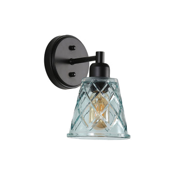 Dram Vintage Cut Glass Wall Light-Blue