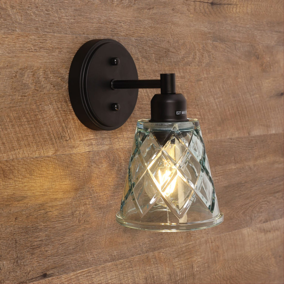 Dram Vintage Cut Glass Wall Light-Blue