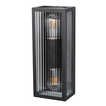 Chicago Twin Clear Ribbed Glass Decorative Outdoor Wall Light