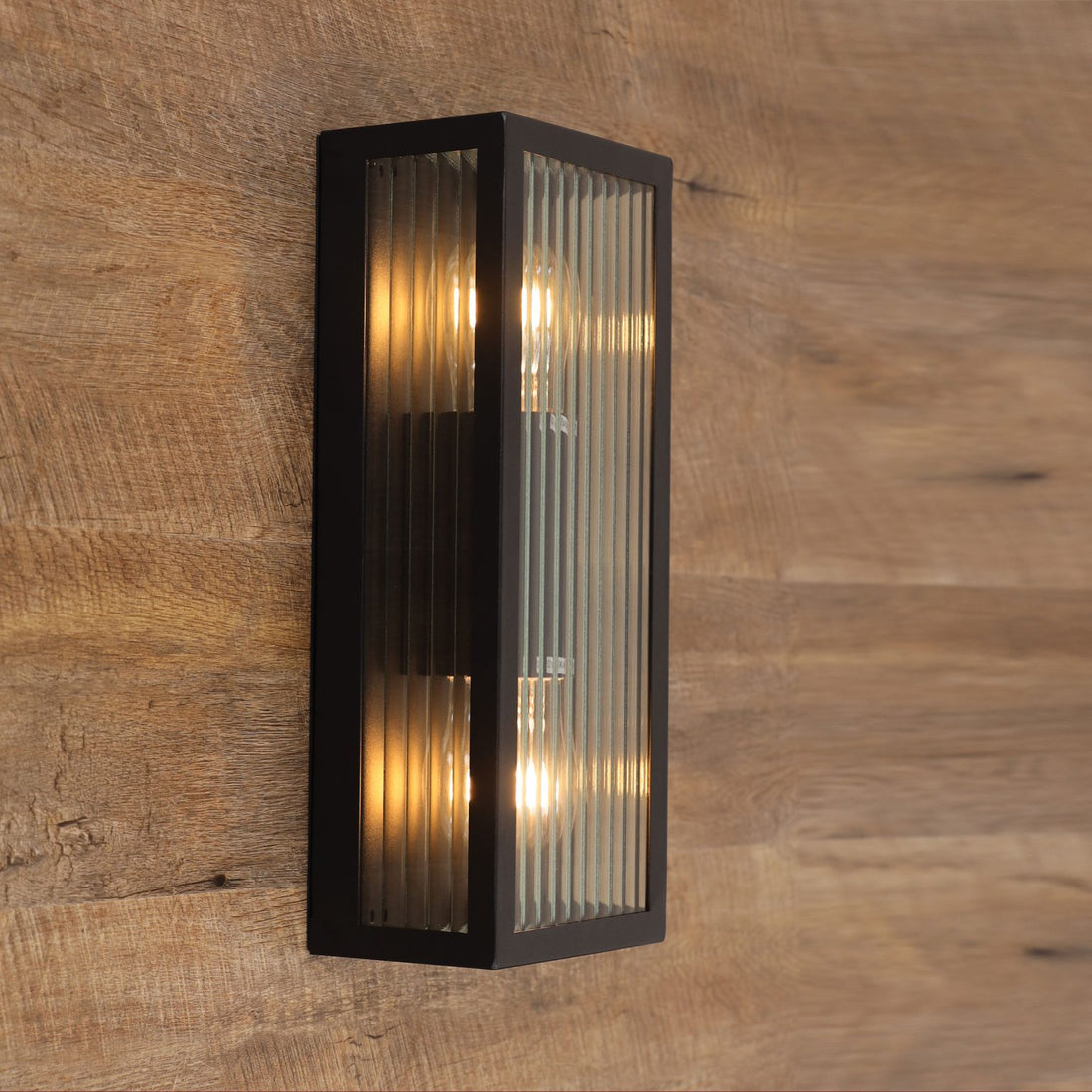 Chicago Twin Clear Ribbed Glass Decorative Outdoor Wall Light
