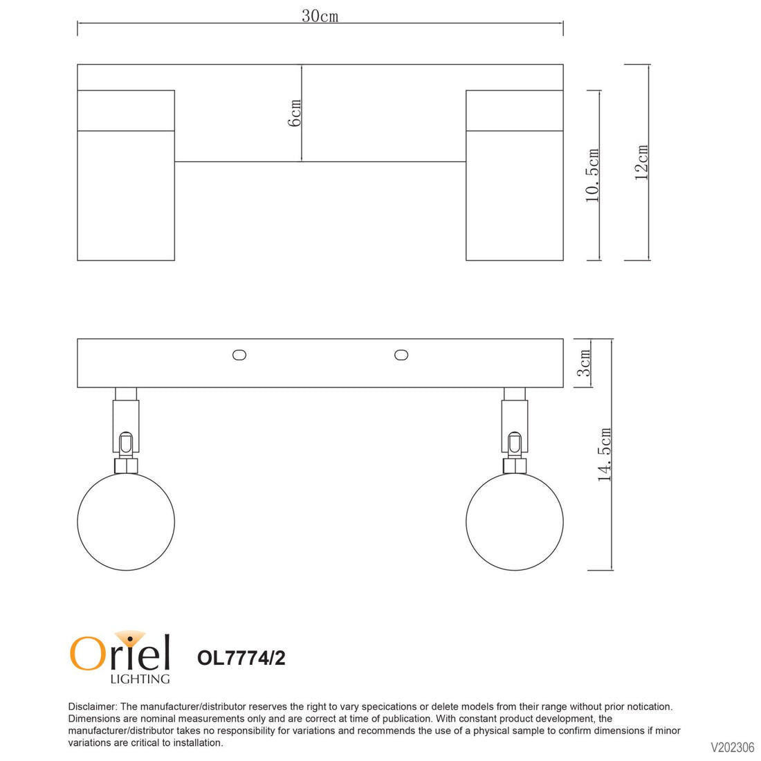 Zeta Stainless Steel LED Ready Spotlight-Double