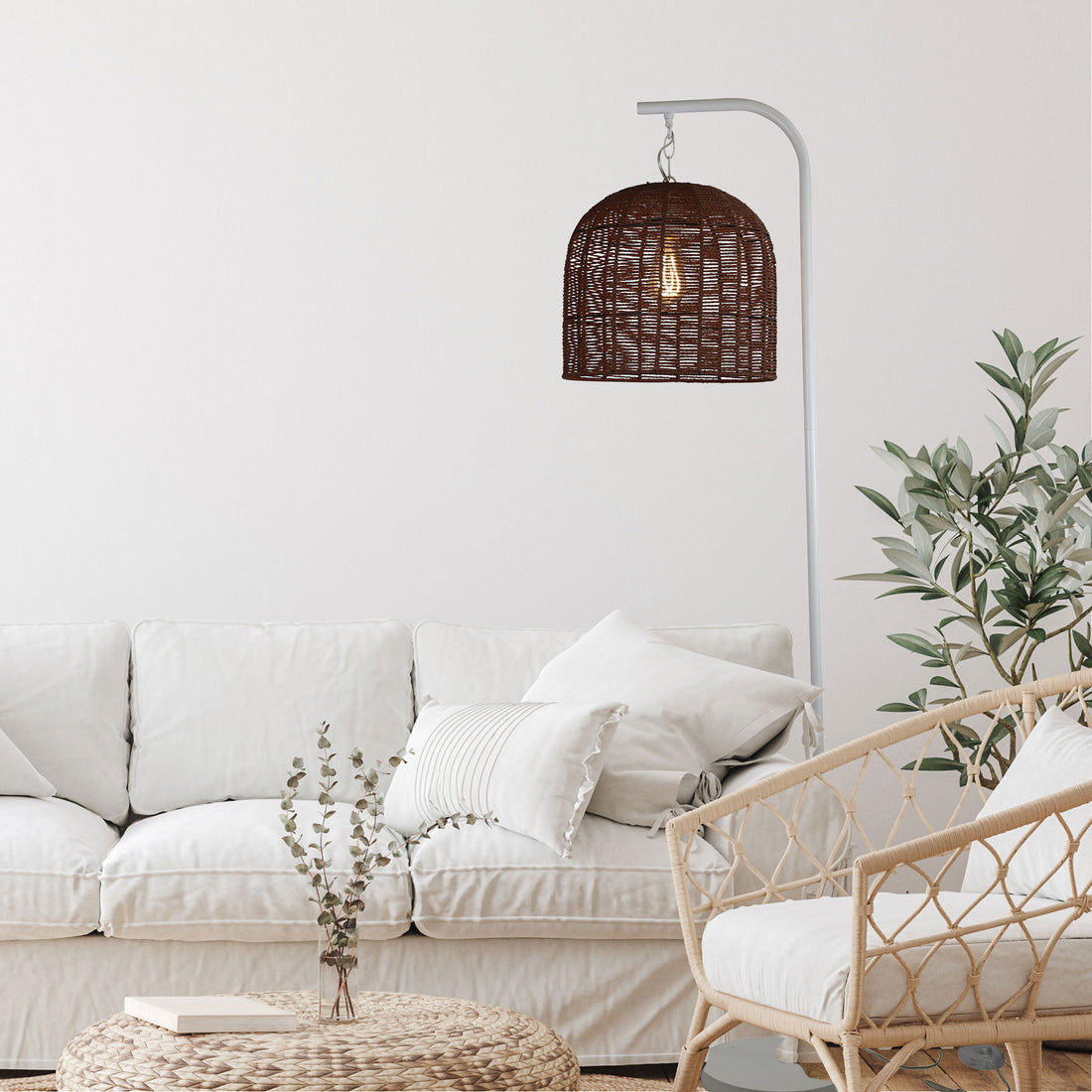 Jess Floor Lamp With White Base And Poppa Shade
