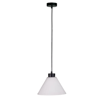 Pleat Pleated Glass Single Pendant Light Frost 25cm