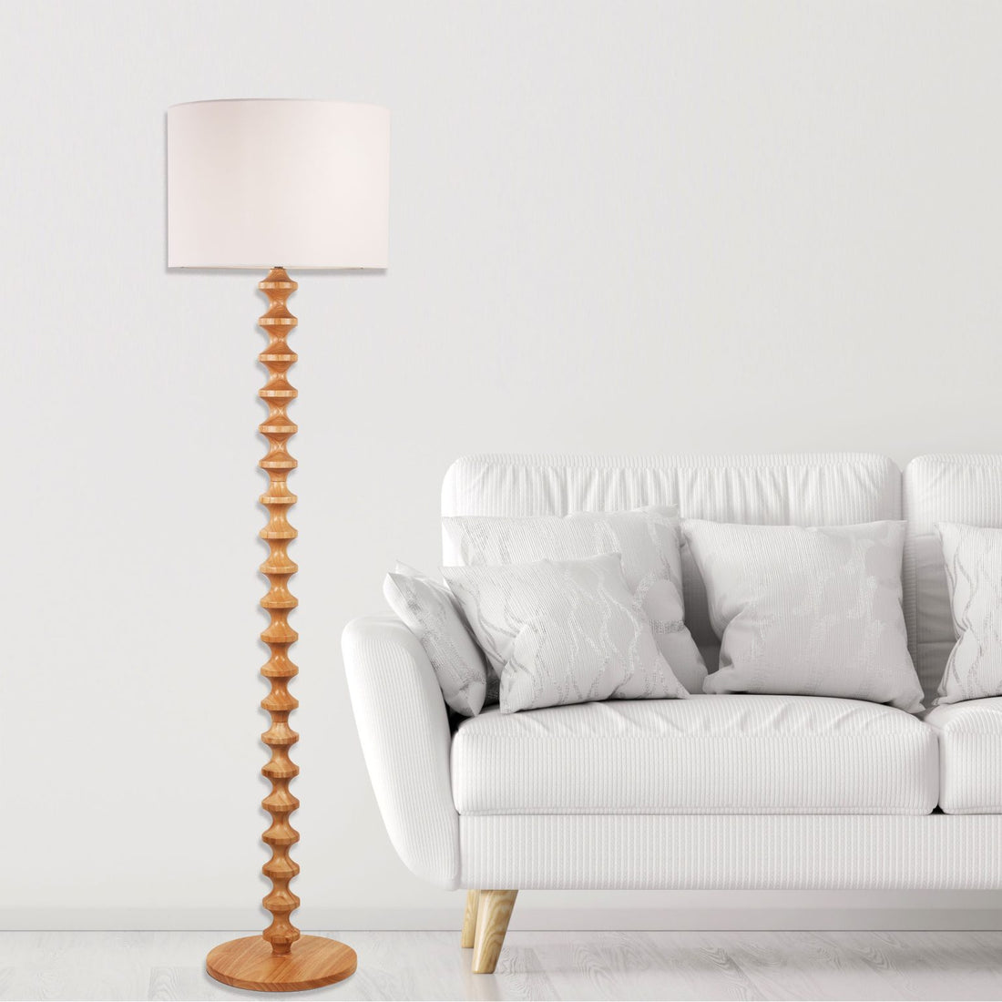 Spindle Floor Lamp Black Natural