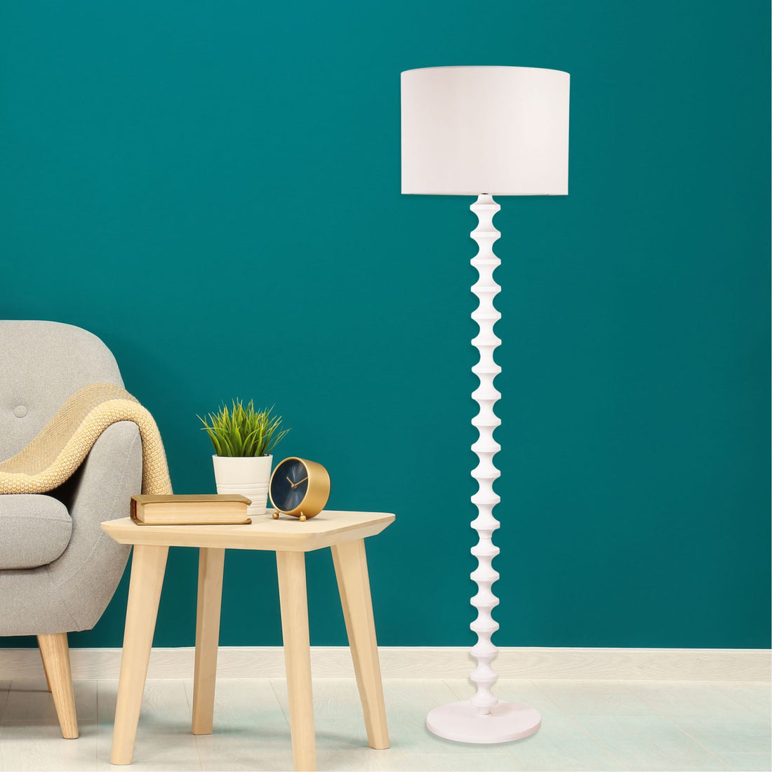 Spindle Floor Lamp White