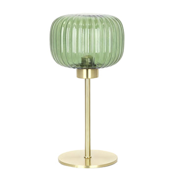 Alto Ribbed Optic Glass Table Lamp Green
