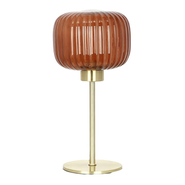 Alto Ribbed Optic Glass Table Lamp Rust