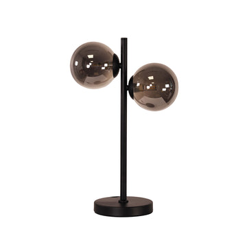 Valcross 2LT Decorative Table Lamp with Smoke Glass Spheres Black