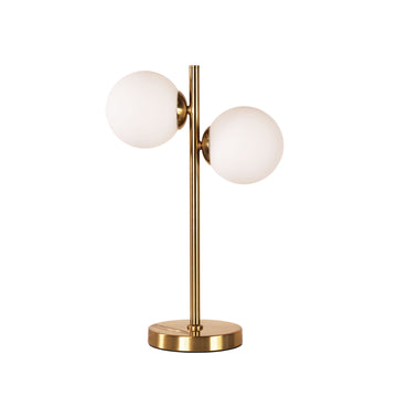 Valcross 2LT Decorative Table Lamp with Opal Matt Glass Spheres Satin Brass