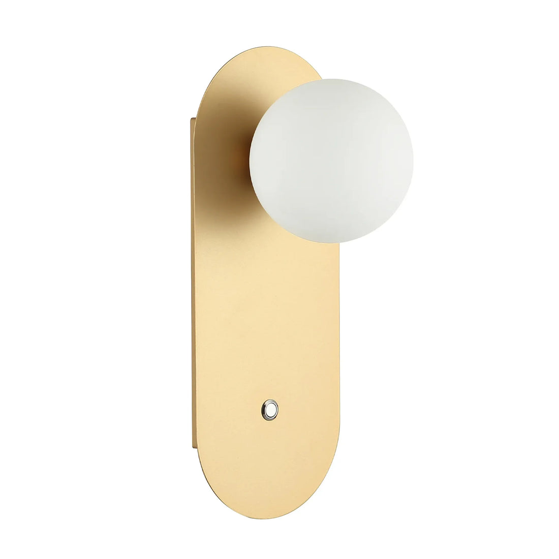 Ovalis Interior Round Opal Diffuser Oblong Base Wall Light with Switch Gold