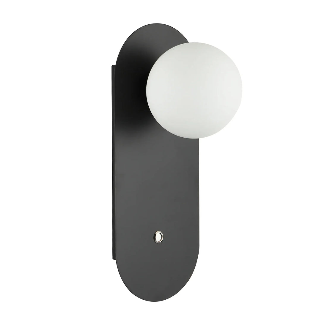 Ovalis Interior Round Opal Diffuser Oblong Base Wall Light with Switch Black