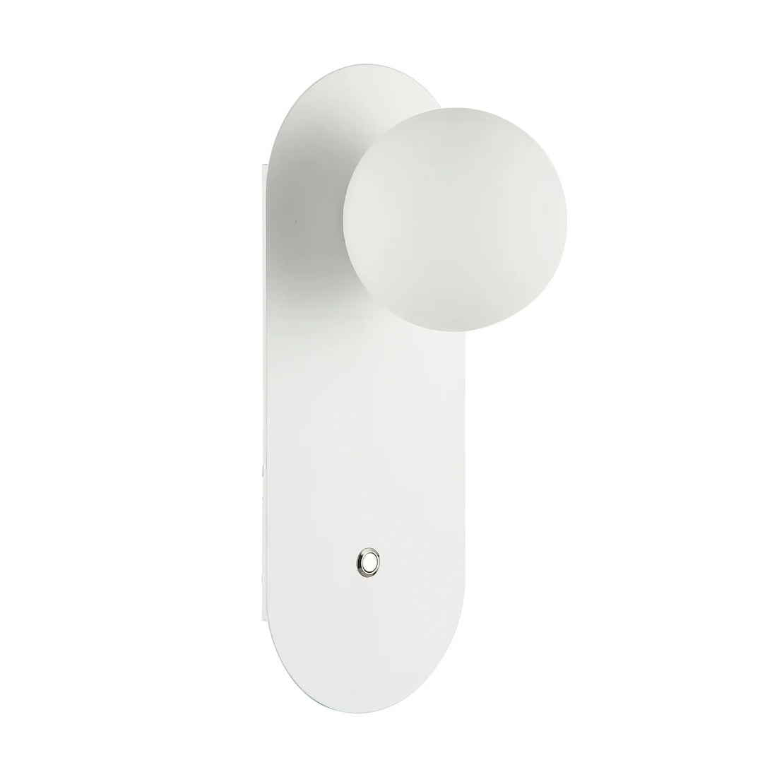 Ovalis Interior Round Opal Diffuser Oblong Base Wall Light with Switch White