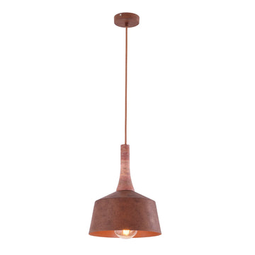 Oxido Interior Angled Dome Pendant Light with Travertine Highlight Rustic Brown OD270mm