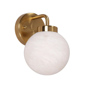 Palla Interior Single Sphere Alabaster Wall Light with Brass Highlight Round Base