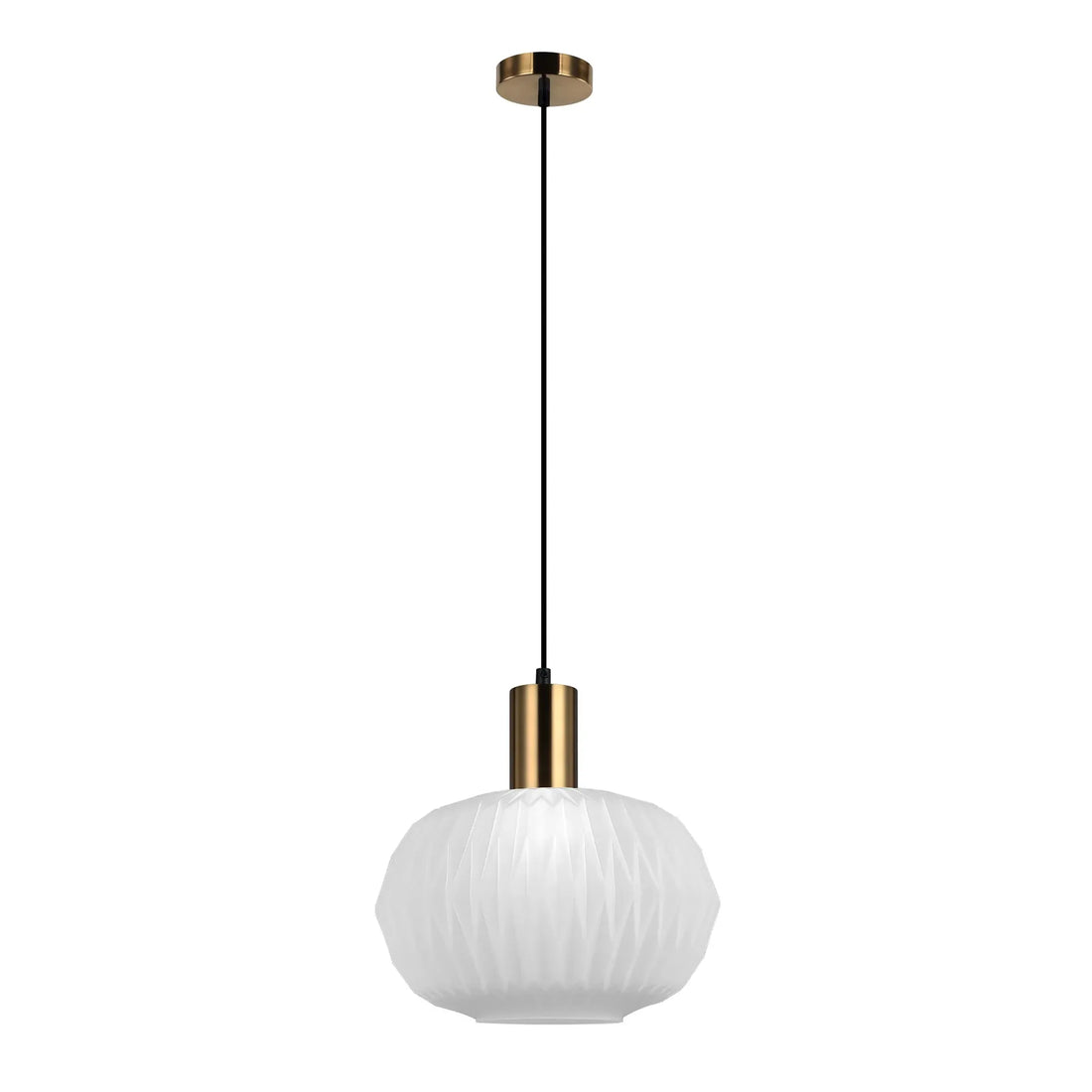 Papel Interior Pleated Dome Glass Pendant Light Opal Translucent Glass