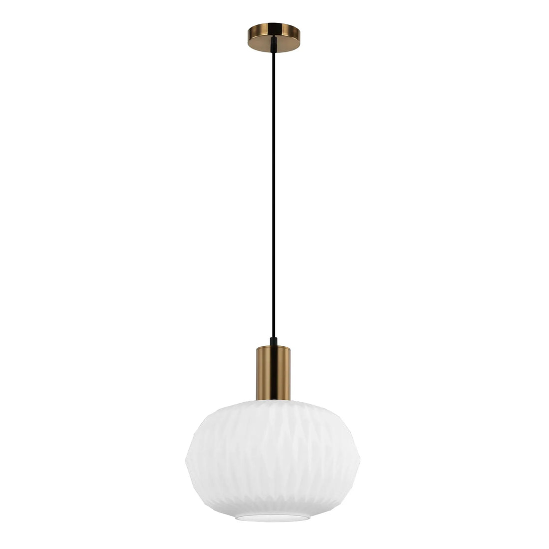 Papel Interior Pleated Dome Glass Pendant Light Opal Opaque Glass