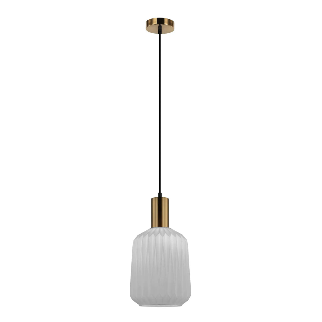 Papel Interior Pleated Jar Glass Pendant Light Opal Translucent Glass