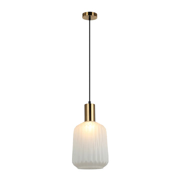Papel Interior Pleated Jar Glass Pendant Light Opal Translucent Glass
