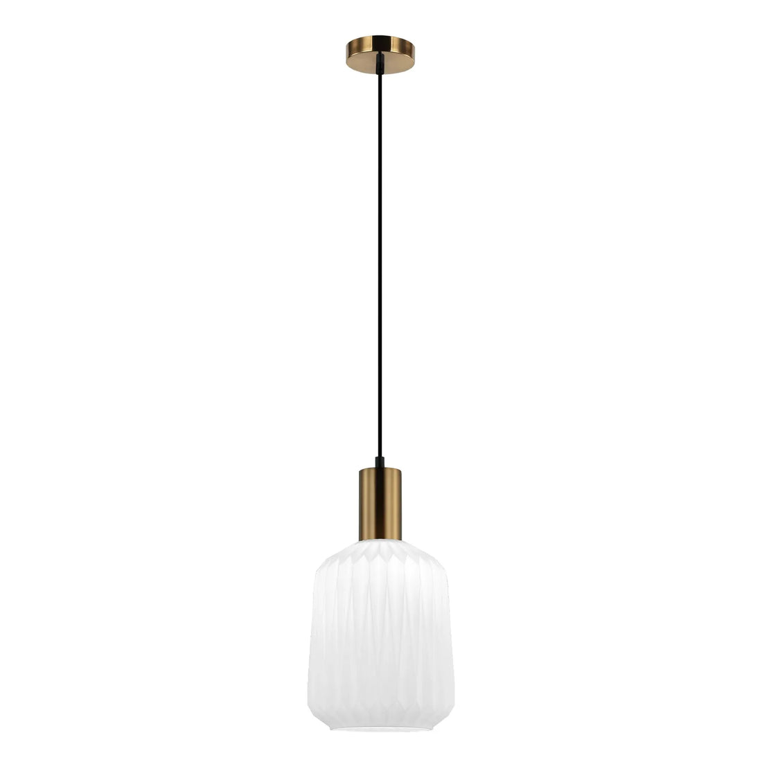 Papel Interior Pleated Jar Glass Pendant Light Opal Opaque Glass
