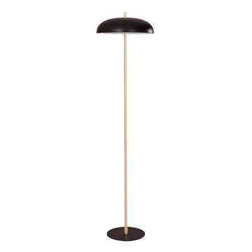 Paraguas Interior Floor Lamp with Brass Rod Black Dome Shade