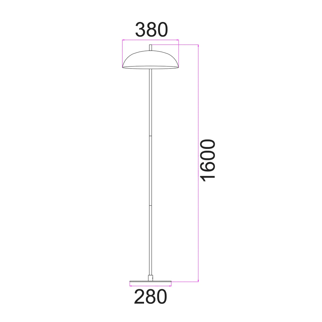 Paraguas Interior Floor Lamp with Brass Rod Black Dome Shade