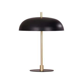 Paraguas Interior Table Lamp with Brass Rod Black Dome Shade